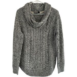 RD Style Black and White Cowl Neck Cable Knit Sweater| Size L